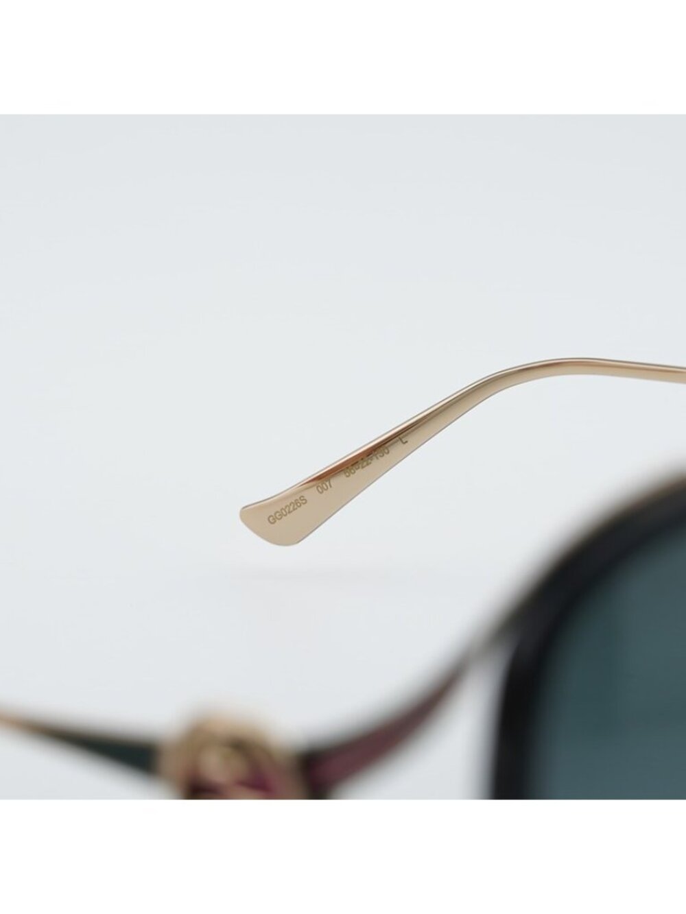 Gucci GG0226S 007 Sunglasses Shiny Black Round Frame, Grey Gradient Lenses - Picture 8 of 12